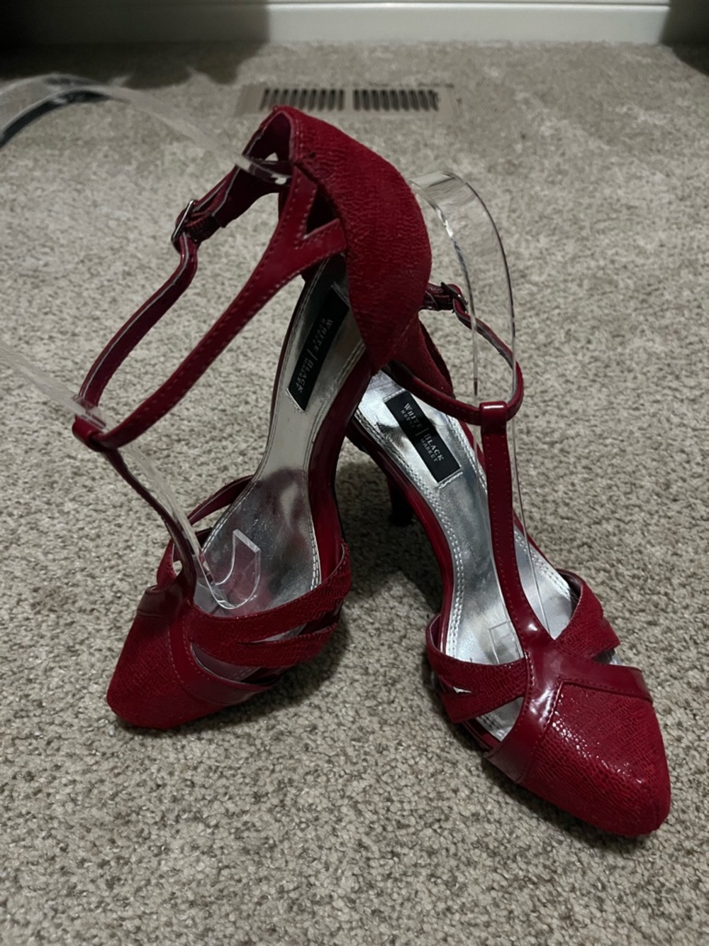 White House Black Market Red T-Strap Pointed-Toe Heels